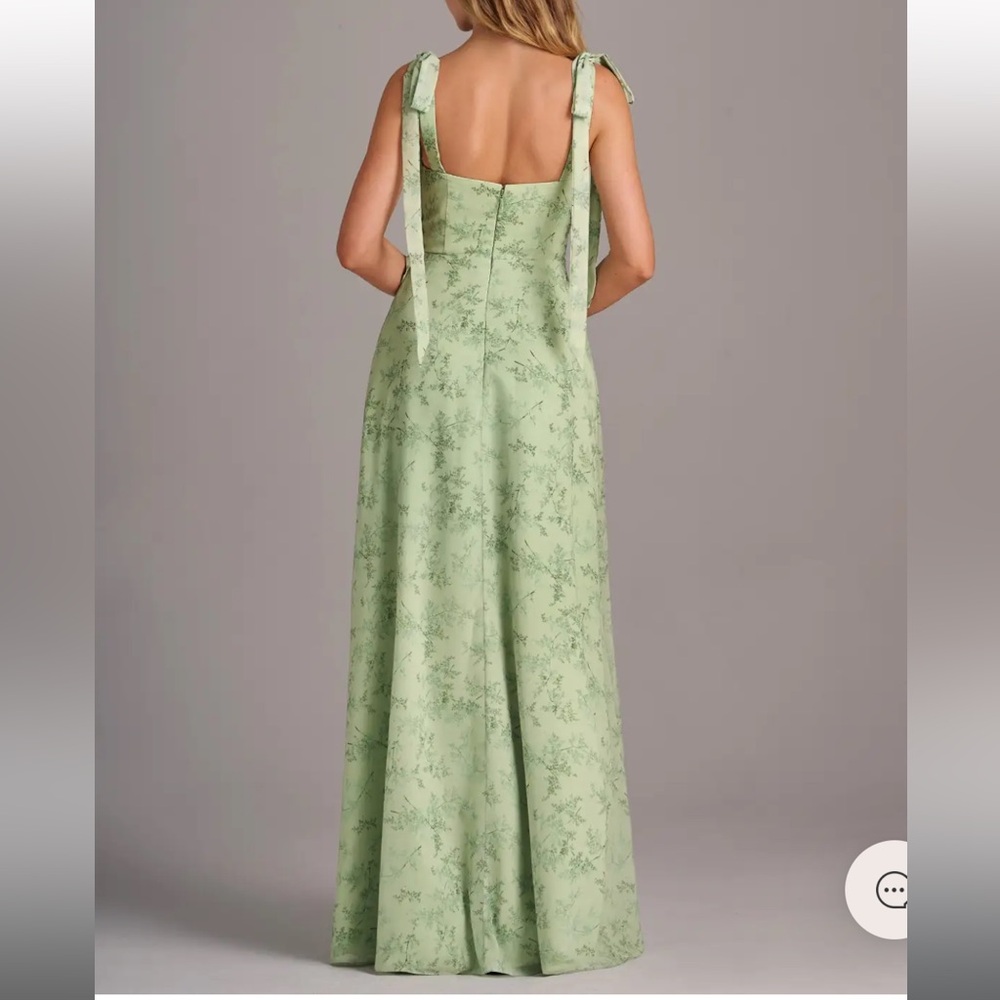 Azazie Debra Dress Green Fern Floral - Picture 3 of 6